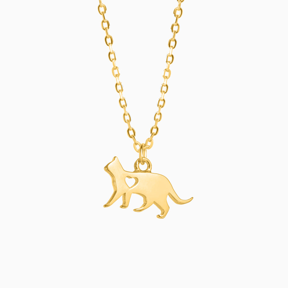 Gold cat pendant necklace best sale