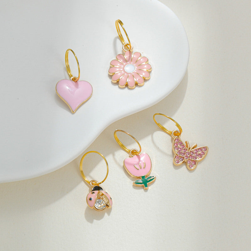 Pink Collar Charm Set (Gold)