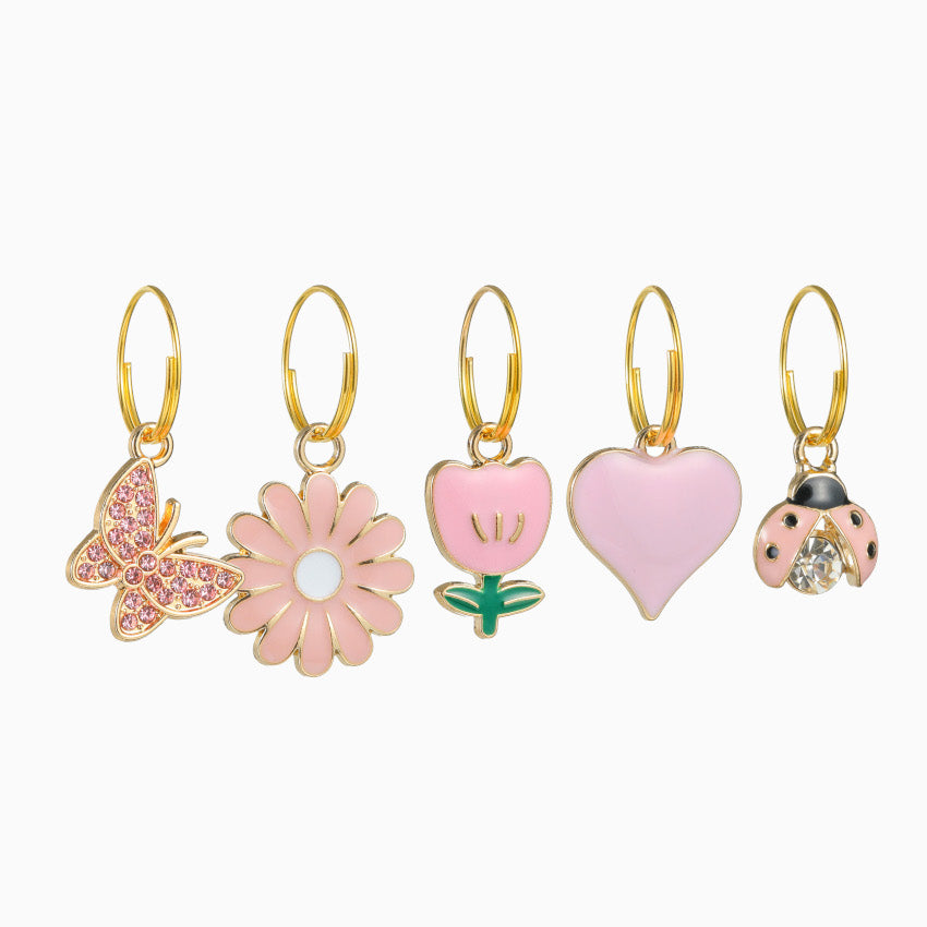 Pink Collar Charm Set (Gold)