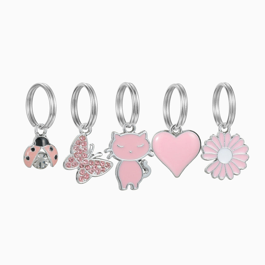 Pink Collar Charm Set (Silver)