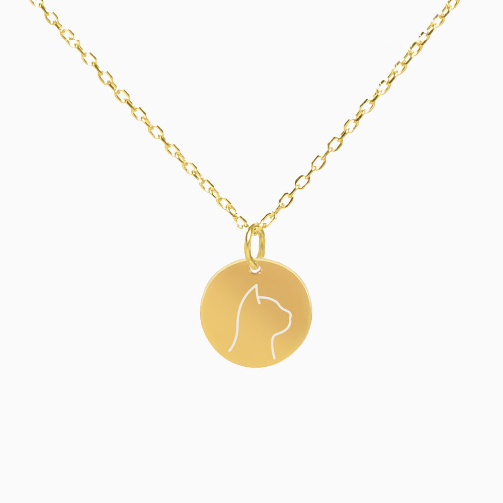 Cat Silhouette Disc Necklace