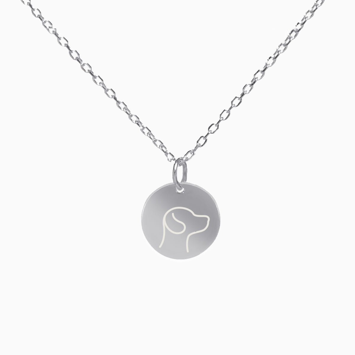 Dog Silhouette Disc Necklace 925 Sterling Silver Adjustable by Pawsome Couture