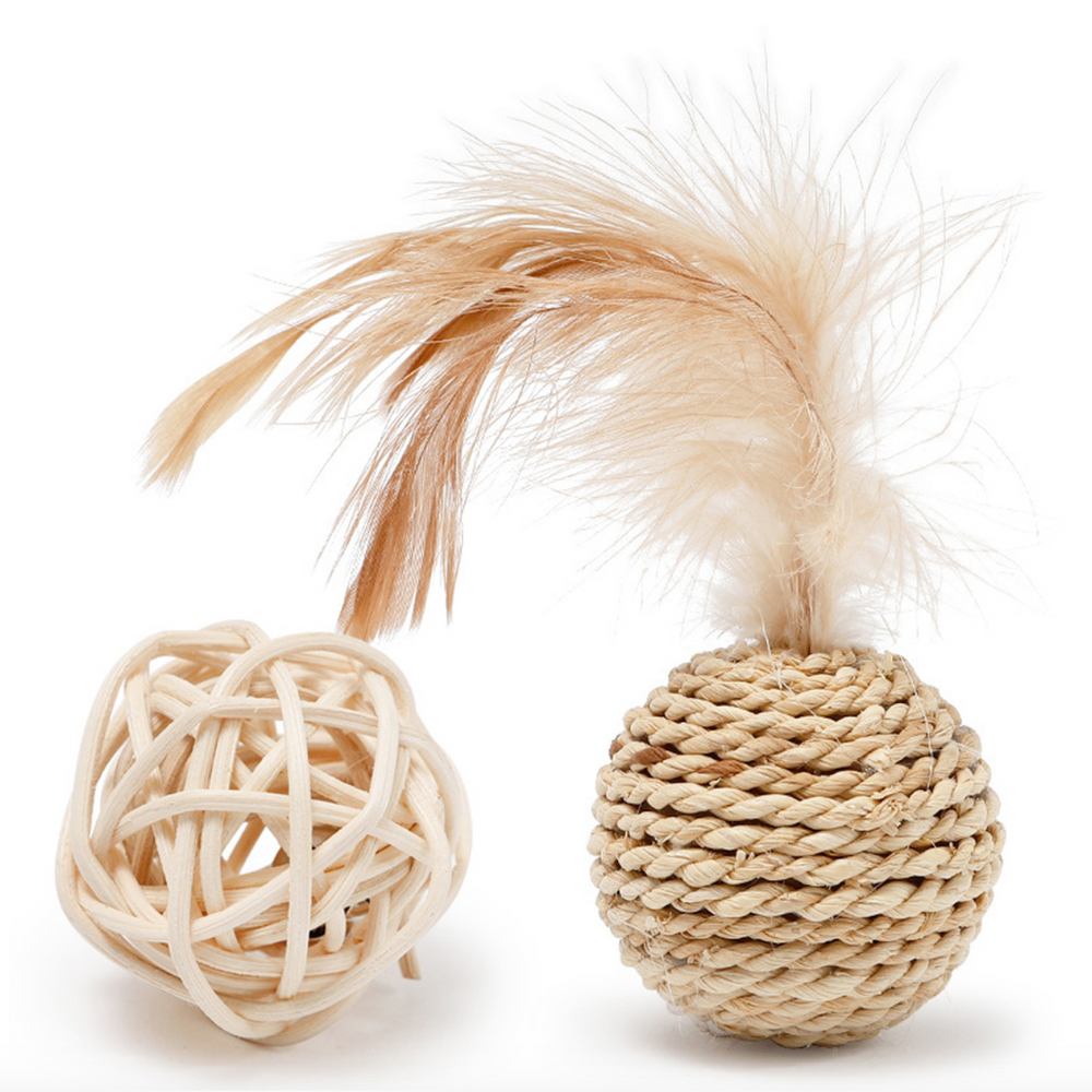 Interactive Bell & Feather Ball Set - Pawsome Couture